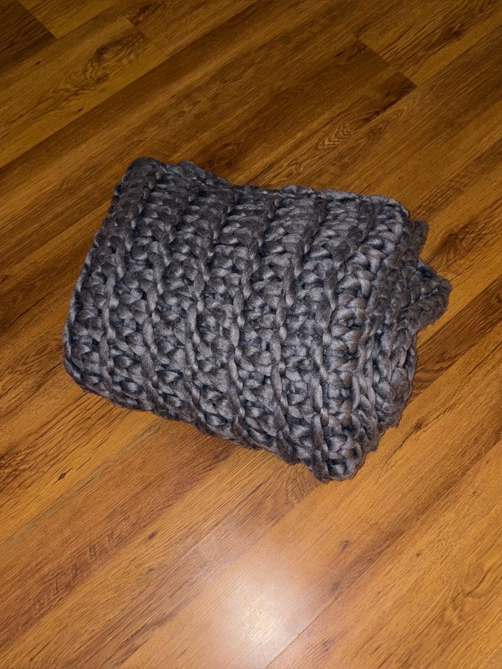 Chunky Knit Throw Blanket - Taupe Gray